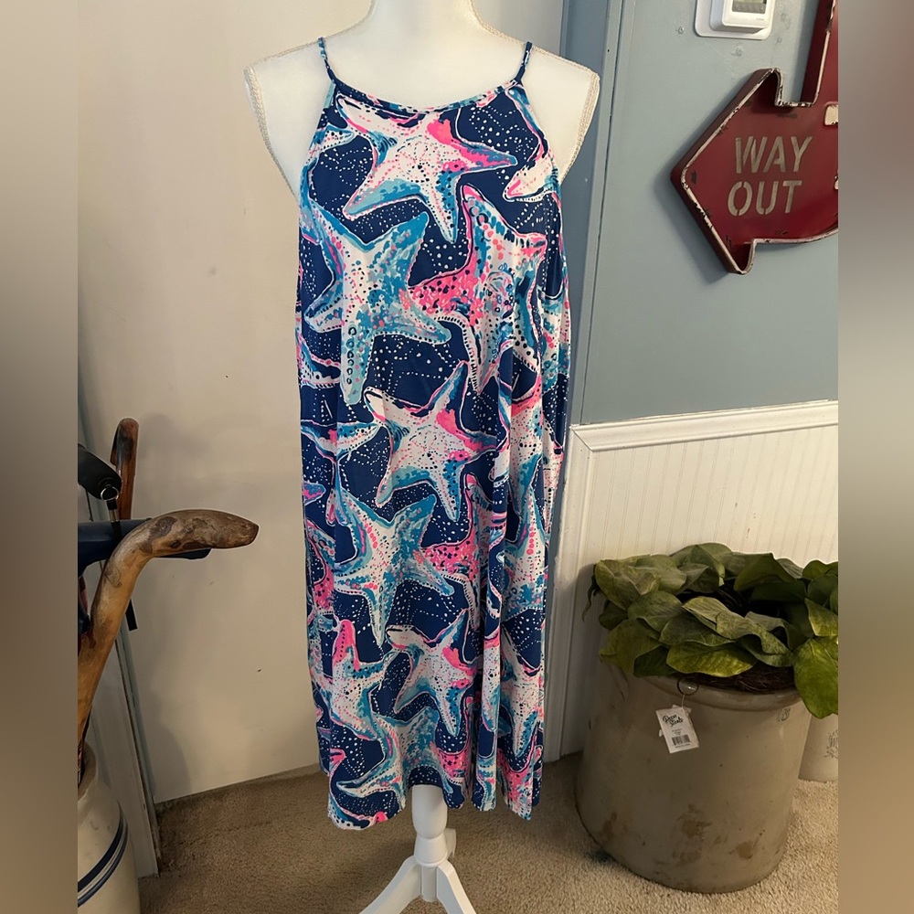 Lilly Pulitzer Pink and Blue Starfish Patterned Dress